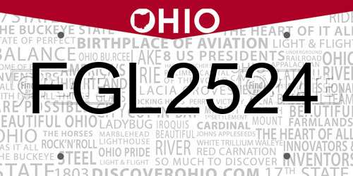 FGL2524 Ohio License Plate
