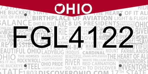 FGL4122 Ohio License Plate