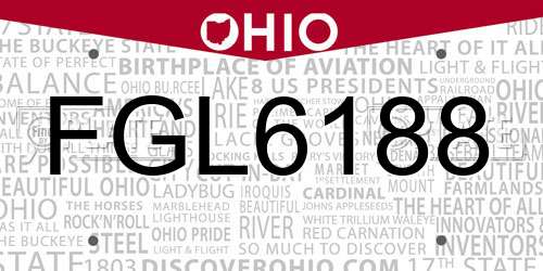 FGL6188 Ohio License Plate