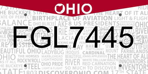 FGL7445 Ohio License Plate