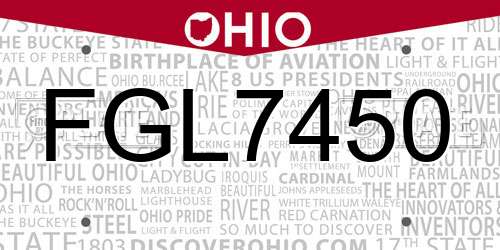 FGL7450 Ohio License Plate