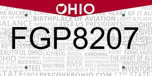 FGP8207 Ohio License Plate