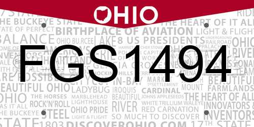 FGS1494 Ohio License Plate