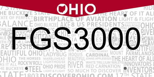FGS3000 Ohio License Plate