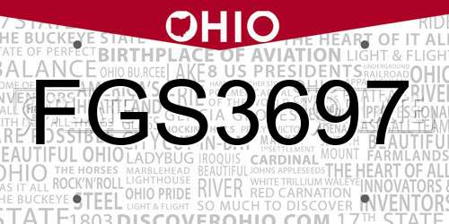 FGS3697 Ohio License Plate