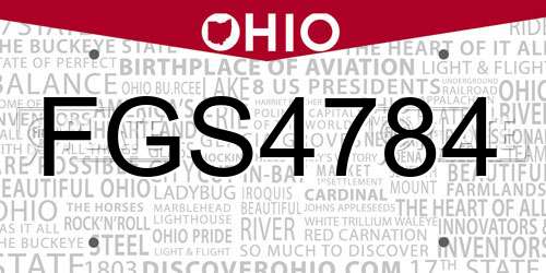FGS4784 Ohio License Plate