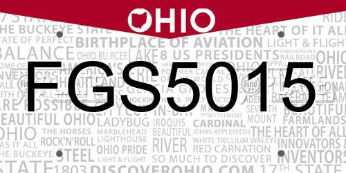 FGS5015 Ohio License Plate