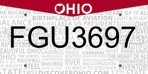 FGU3697 Ohio License Plate