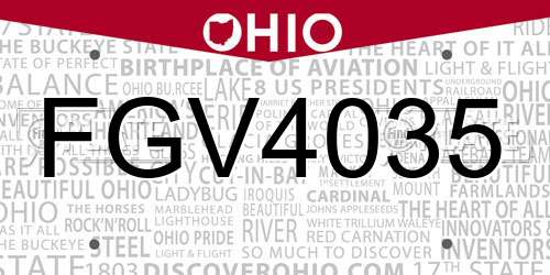 FGV4035 Ohio License Plate