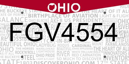 FGV4554 Ohio License Plate