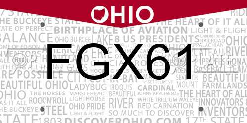 FGX61 Ohio License Plate