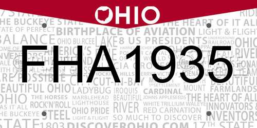 FHA1935 Ohio License Plate