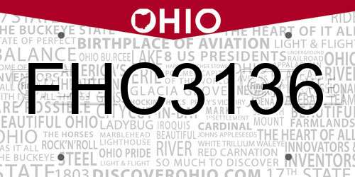 FHC3136 Ohio License Plate