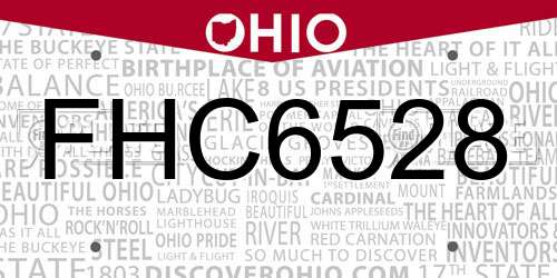 FHC6528 Ohio License Plate