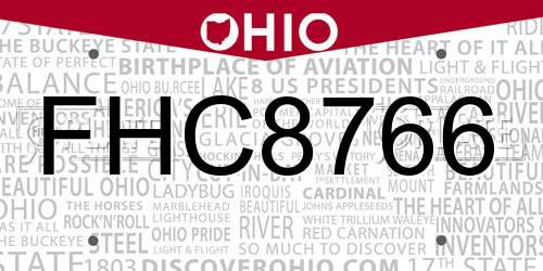 FHC8766 Ohio License Plate