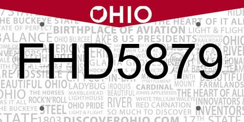 FHD5879 Ohio License Plate