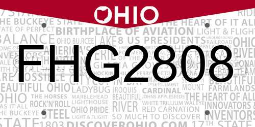 FHG2808 Ohio License Plate