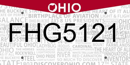 FHG5121 Ohio License Plate