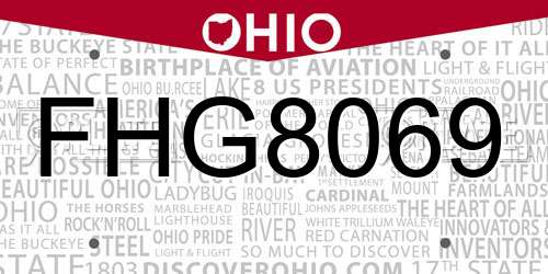 FHG8069 Ohio License Plate