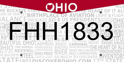 FHH1833 Ohio License Plate