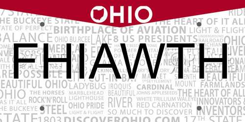 FHIAWTH Ohio License Plate
