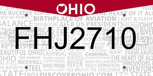 FHJ2710 Ohio License Plate