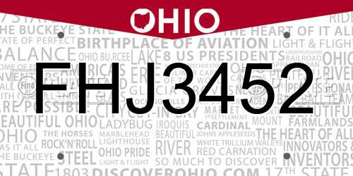FHJ3452 Ohio License Plate