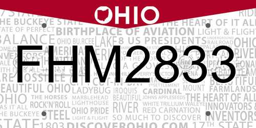 FHM2833 Ohio License Plate