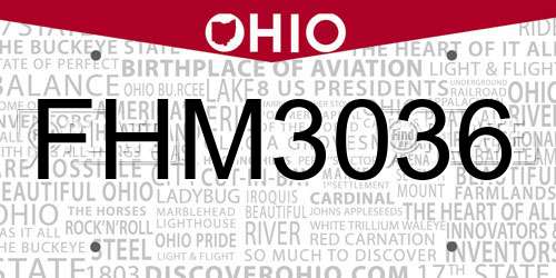 FHM3036 Ohio License Plate