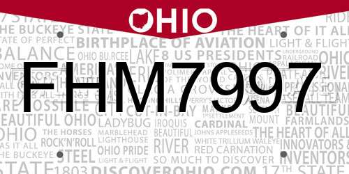 FHM7997 Ohio License Plate