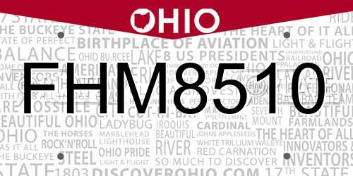 FHM8510 Ohio License Plate