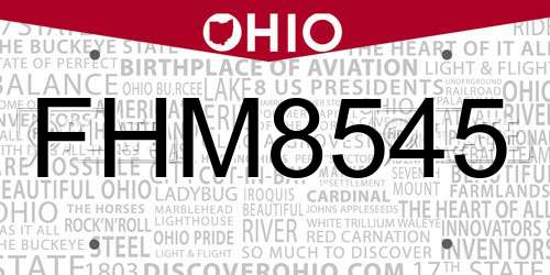 FHM8545 Ohio License Plate