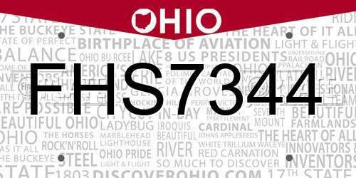 FHS7344 Ohio License Plate