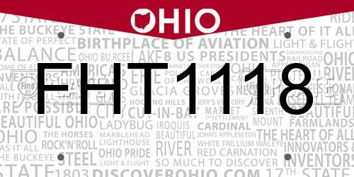 FHT1118 Ohio License Plate