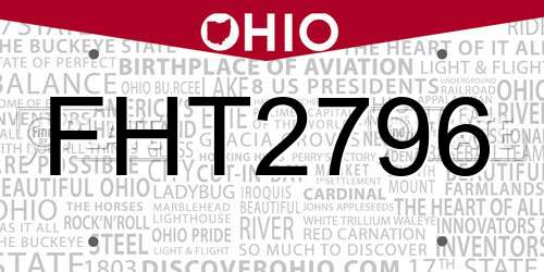 FHT2796 Ohio License Plate