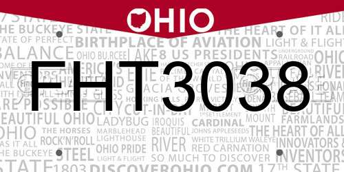 FHT3038 Ohio License Plate