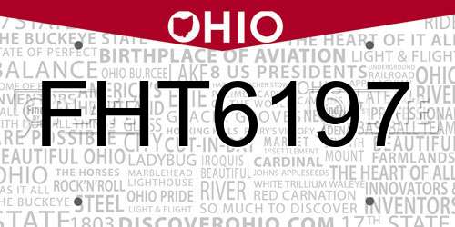 FHT6197 Ohio License Plate
