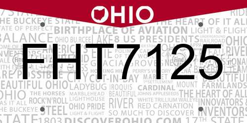 FHT7125 Ohio License Plate