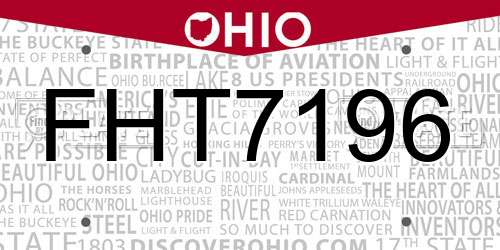 FHT7196 Ohio License Plate