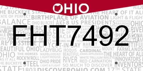 FHT7492 Ohio License Plate