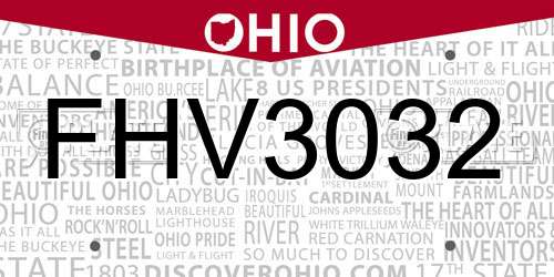 FHV3032 Ohio License Plate