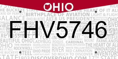 FHV5746 Ohio License Plate