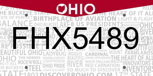 FHX5489 Ohio License Plate