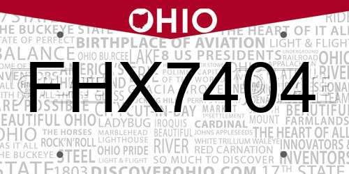 FHX7404 Ohio License Plate