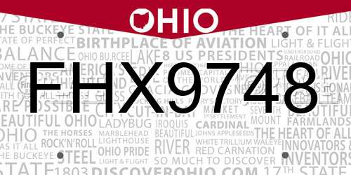 FHX9748 Ohio License Plate