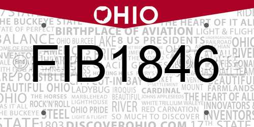 FIB1846 Ohio License Plate