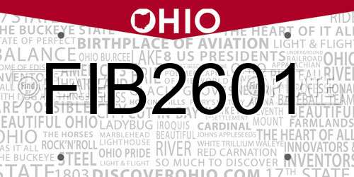 FIB2601 Ohio License Plate