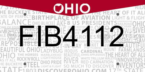 FIB4112 Ohio License Plate