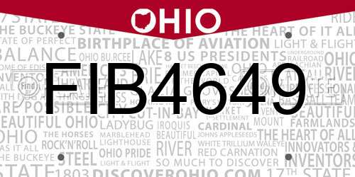 FIB4649 Ohio License Plate