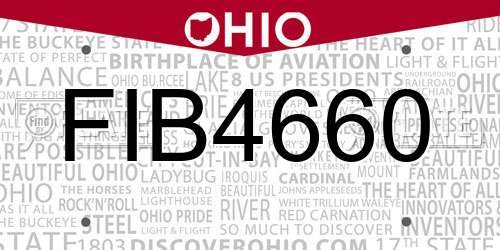 FIB4660 Ohio License Plate
